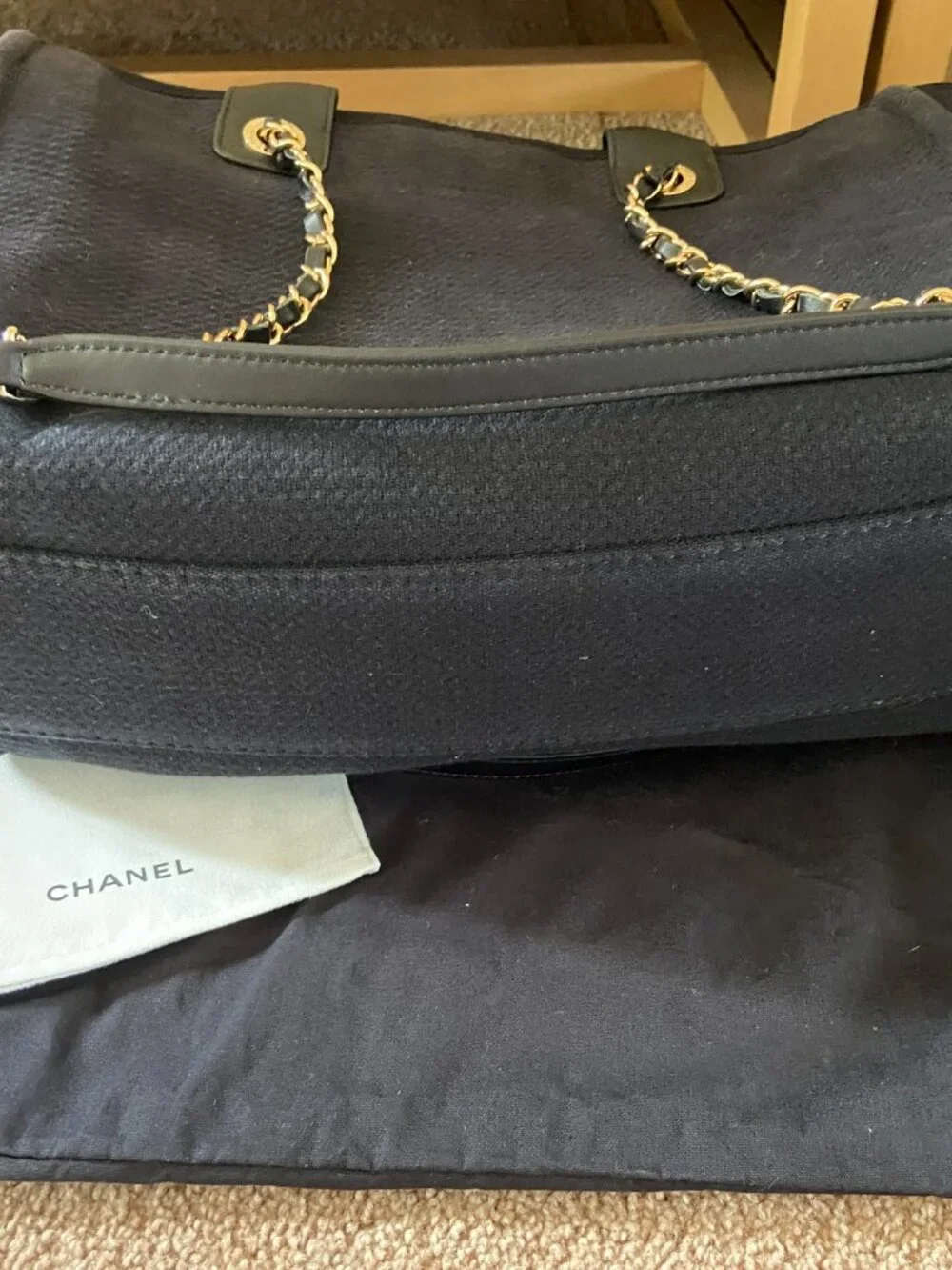 Chanel Large Deauville Shopping Tote Navy/Black BOX/DUST BAG